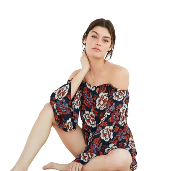 UO OUT FROM UNDER Romper Floral Dreamy Days Navy Urban Outfitters - Picture 2 of 12